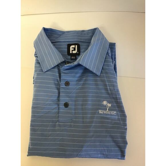 FJ FootJoy ProDry Light Blue Striped Self Collar Stretch Polo Shirt‎ XL - Picture 8 of 9